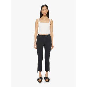 MOTHER Denim The Insider Crop Two Step Fray Not Guilty Black Wash Sz 27